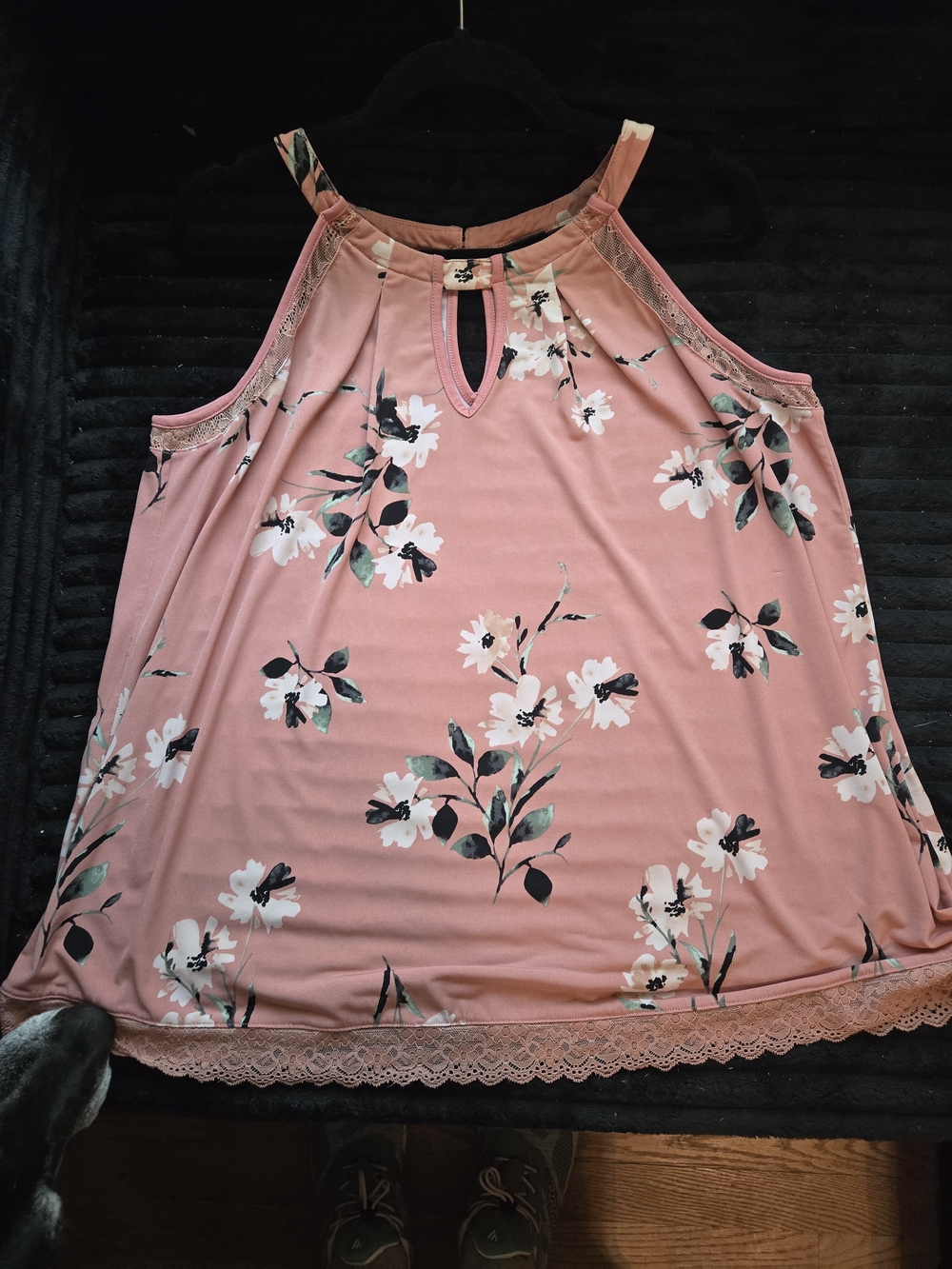 Torrid Peach Floral Keyhole Lace-Trim Camisole